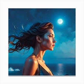 Night At The Beach Canvas Print