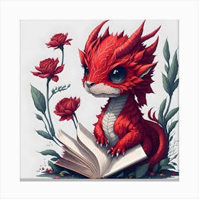 Red Dragon Reading A Book 1 Canvas Print