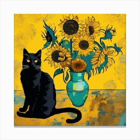 Sunflower Cat Canvas Print