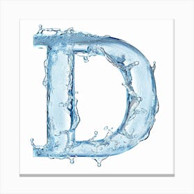Water Splashed Letter D Canvas Print