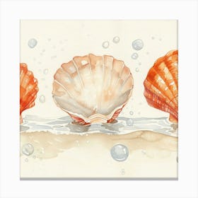 Watercolor Seashells 1 Canvas Print