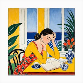 Woman Reading A Book 32 Canvas Print