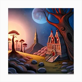 Illustration Of A Fairytale House Canvas Print