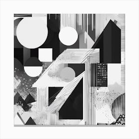 Abstract Geometric Patterns In Monochrome Canvas Print