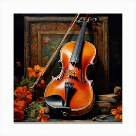 Violin And Flowers Canvas Print