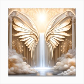 Angel Wings And Waterfall Canvas Print