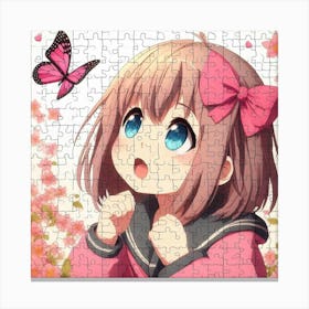 Anime Girl With Butterfly 2 Canvas Print