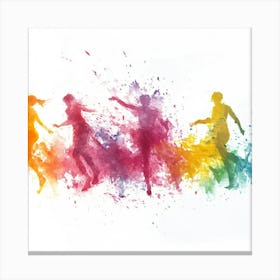 Silhouettes Of People Running Canvas Print