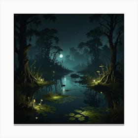 Dark Forest At Night 5 Canvas Print