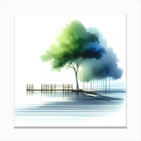 Tree By The Lake Canvas Print