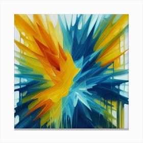 Gorgeous, distinctive yellow, green and blue abstract artwork 5 Canvas Print