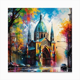 Cathedral In The Rain Canvas Print