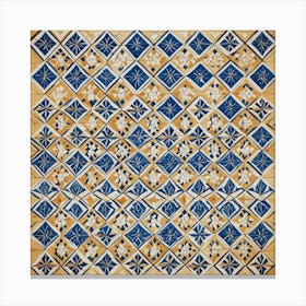 Blue And White Tile Pattern Canvas Print