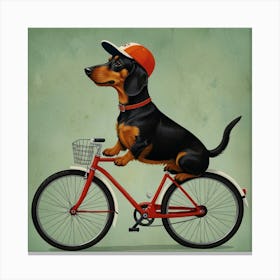 Leonardo Lightning Dachshund On Bicycle Art 0 Canvas Print