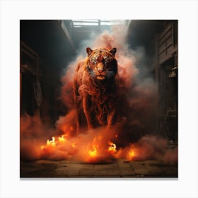 Tiger In Flames Canvas Print