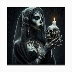 Gothic Woman In The Rain 1 Canvas Print