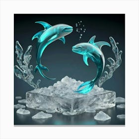 Two Dolphins In The Ice Canvas Print