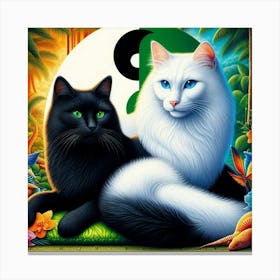 Yin And Yang Cats 1 Canvas Print