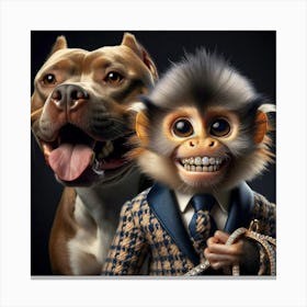 Monkey And Dog 3 Canvas Print
