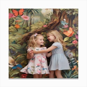 Two Girls In The Garden Canvas Print