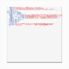 Puerto Rican Flag With Towns And Cities Of Puerto Rico Canvas Print