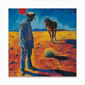 Cowboy In The Desert Canvas Print