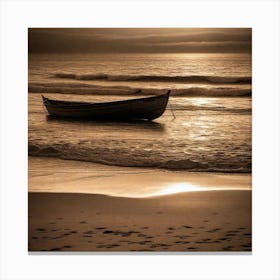 Photograph - Boat On The Beach At Sunset By Jonathan Scott Canvas Print