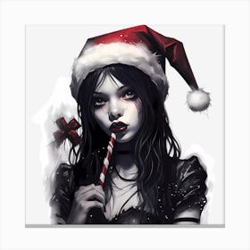 Young Christmas Gothic Girl Canvas Print