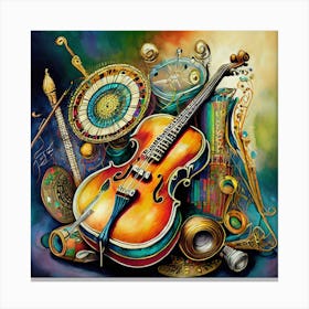 Music And Instruments Canvas Print