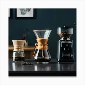 Coffee Maker And Coffee Beans Canvas Print