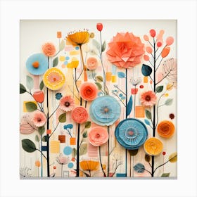 Whimsical Floral Collage Art Canvas Print