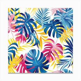 Tropical Leaves Seamless Pattern 10 Canvas Print