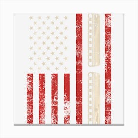 Harmonica Vintage American Flag Patriotic Harmonica Player Canvas Print