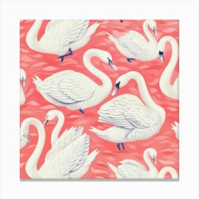 Swans On Pink Canvas Print