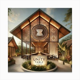 The Exterior Of The Unity Table, A Modern Restau Canvas Print