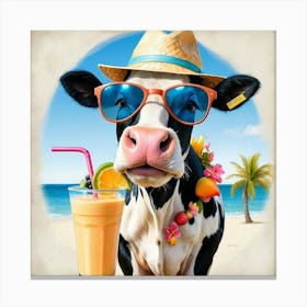 Cow On The Beach 4 Canvas Print