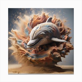 Sculpture of Dolphin made of stone and sand Canvas Print