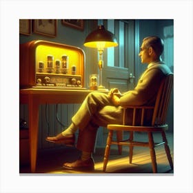 Man In A Chair with Radio Canvas Print