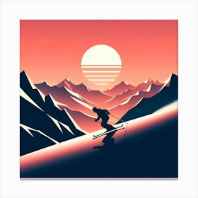 Skier At Sunset 1 Canvas Print