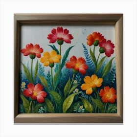 Flowers In A Frame Canvas Print