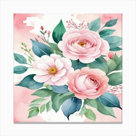 Watercolor Roses 1 Canvas Print