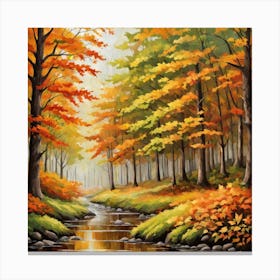 Forest In Autumn In Minimalist Style Square Composition 199 Canvas Print