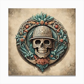 Skull And Roses 3 Canvas Print