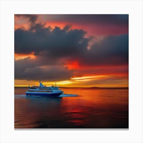 Sunset On A Ferry 18 Canvas Print