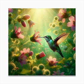 Hummingbird In The Garden Canvas Print