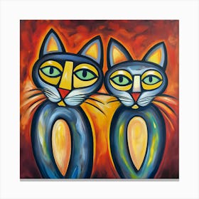 Two Cats Modern Art Picasso Inspired 4 Canvas Print