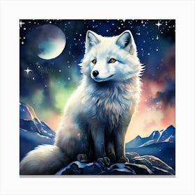 Fox In The Night Sky Canvas Print