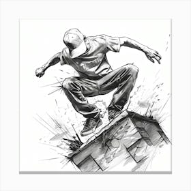 A Parkour Movement Hand Drawn Sketch 5 Canvas Print