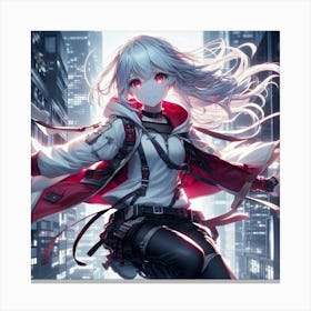 Anime Girl In A City 1 Canvas Print