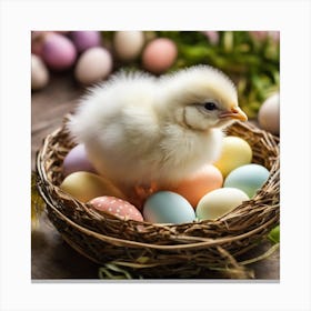 Easter Chick In A Nest Canvas Print